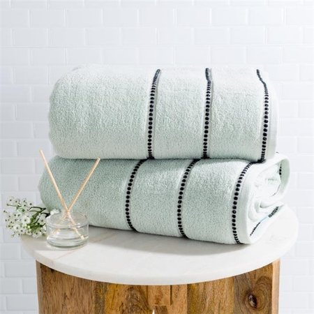 LAVISH HOME Lavish Home 67-0036-SF 2 Piece Luxury Cotton Towel Set; Seafoam & Black 67-0036-SF